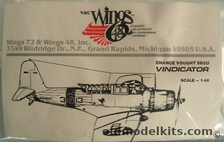 Vac Wings 1/48 Chance Vought SB2U Vindicator - Bagged, VW483 plastic model kit
